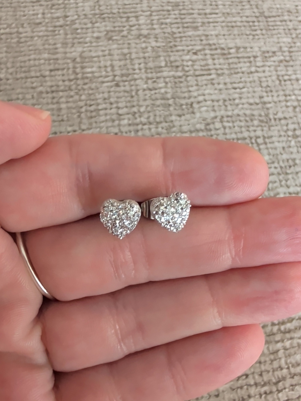 Sparkling Heart Druzy Style Stud Earrings - Brand New